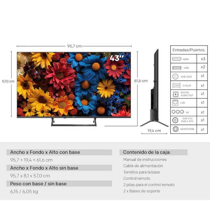 Metz 43MQF7500Z Televisor QLED+ Gen 5 43" Ultra HD 4K Smart TV Google TV, Dolby Vision Atmos, HDR10+, 120Hz Turbo Motion, Game Hub, AI TV, WiFi